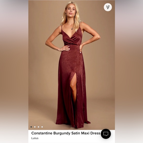 NWT Lulus Constantine Burgundy Satin Maxi Dress Medium - Picture 1 of 2
